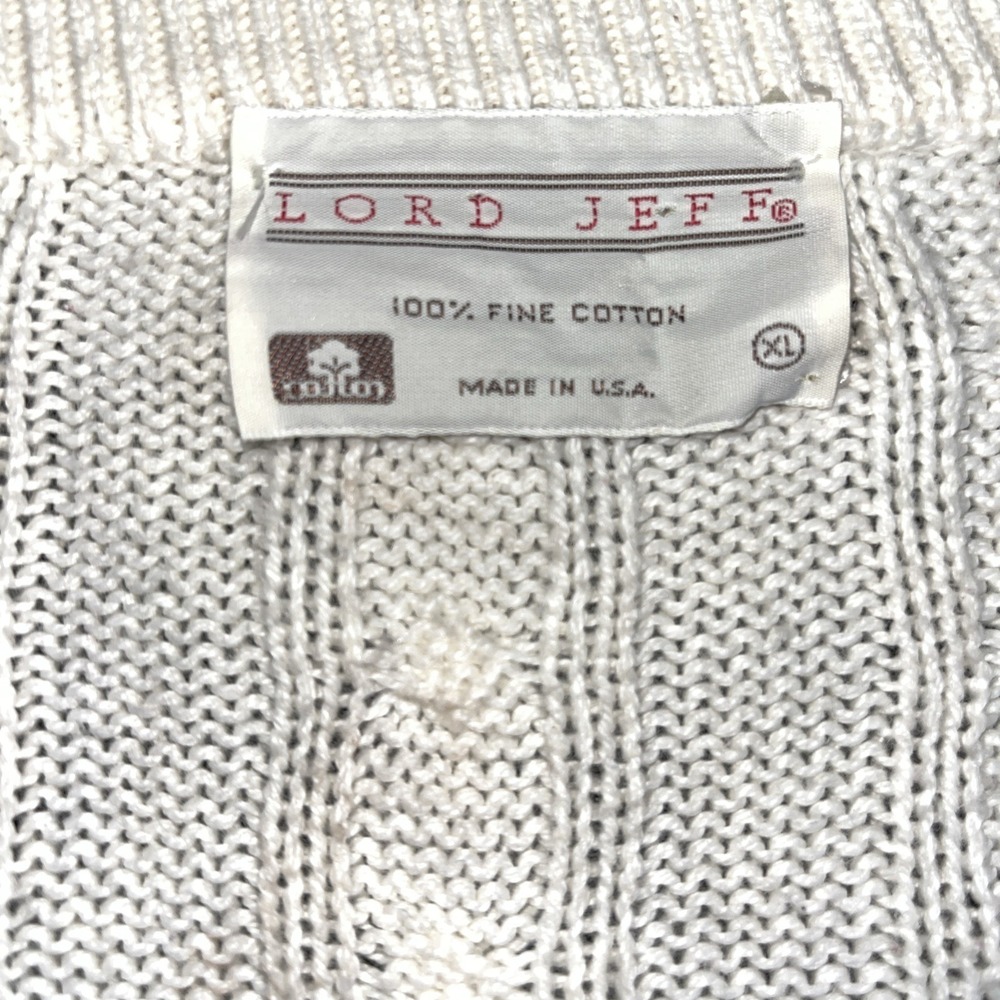 Vintage Lord Jeff Mens Sweater Vest Cable Knit Front Vintage Size XL Cream White - Picture 3 of 4